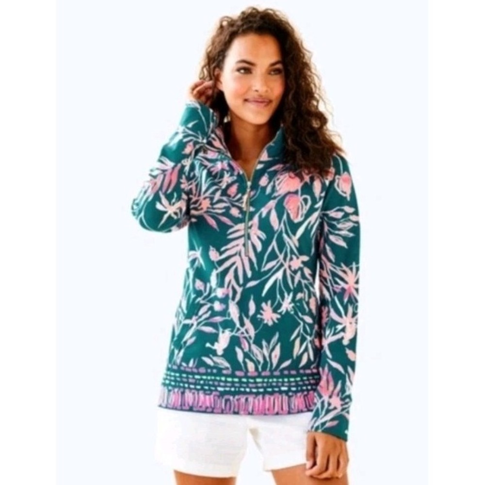 Lilly Pulitzer Skipper Popover Sweatshirt Size Medium Tidal Wave Its Prime Time